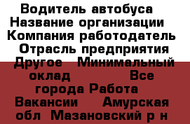 Водитель автобуса › Название организации ­ Компания-работодатель › Отрасль предприятия ­ Другое › Минимальный оклад ­ 40 000 - Все города Работа » Вакансии   . Амурская обл.,Мазановский р-н